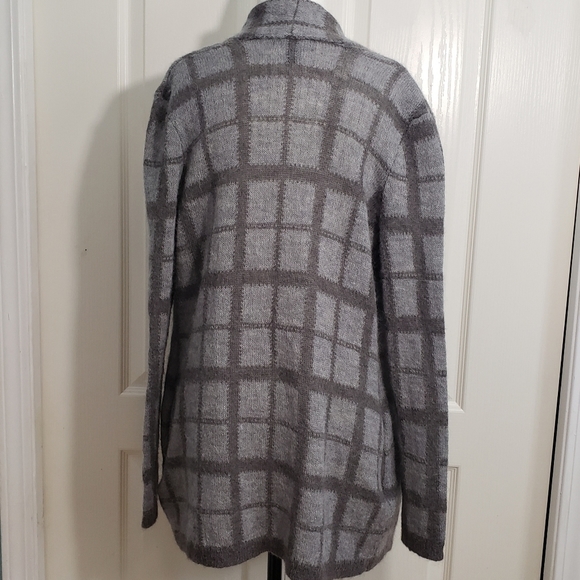 Gray Alpaca Wool Open Front Sweater Large - Picture 5 of 12